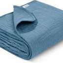 Muslin Swaddle Blankets, Swaddle Blanket for Baby Girls and Boys, Baby Receiving Blankets, Baby Essentials, Suitable for Neutral Newborns and Crib Essentials, Large 40 x 36 inches (Blue)