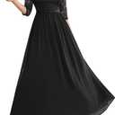 Wedtrend Women's Evening Dress, Long Sleeves Formal Dress A Line Mother of Bridal Dress Swing Bridal Shower Dress for Wedding Gown WT0312BlackXL
