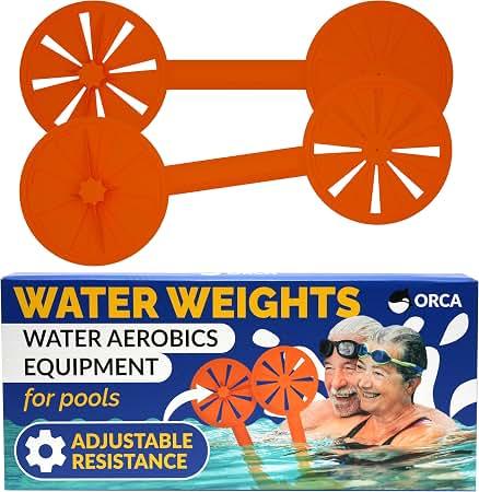 Pool Paddle Water Aerobics Equipment | Adjustable Resistance Pool Exercise Equipment for Adults, Swim Paddles Water Weights Dumbbells for Aquatic Exercise, Aqua Weights for Men & Women Workout Gear