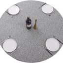 Walrus Round Vinyl Fitted Tablecloth with Flannel Backing Elastic Edge Design Table Cover Waterproof Oil-Proof PVC Table Cloth Stain-Resistant Best for 37"-44" Round (Grey)