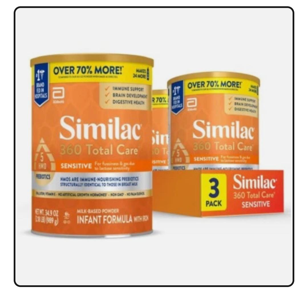 Pack of 3 Similac 360 Total Care Sensitive Infant Formula 34.9 0z *EXP Nov 01 2025