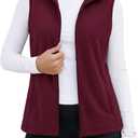 MAGCOMSEN Women's Fleece Vest Outerwear Sleeveless Lightweight Zip Jackets Warm Soft Vests with Zipper Pockets (XX-Large, BurgundyRed)