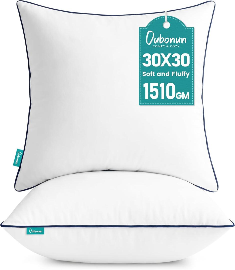 Oubonun 30 x 30 Throw Pillow Inserts Set of 2
