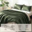 Litanika Dark Olive Green Comforter Set King, 3 Pieces Solid Bedding Comforter Set, All Season Fluffy Bed Set (104x90In Comforter & 2 Pillowcases)