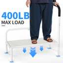 Bed Step Stool for Adults, Bedside Steps for Elderly Seniors with Non-Slip Handle & LED Light, Stable Assist Rail for High Beds