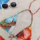 RoseSeek Women's 2 Piece Leopard Floral Bikini Sets Halter Triangle String Bathing Suit Starfish Metal Swimsuits (M)
