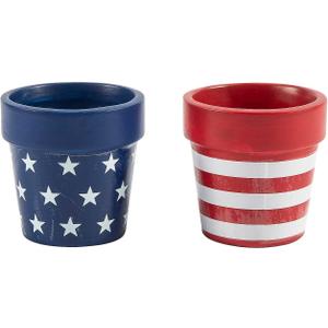Fun Express Mini Ceramic Patriotic Flowerpots  USA-Themed Red White & Blue Planters  Perfect for 4th of July Celebrations Party Favors Classroom Crafts Home Decorations & Outdoor Displays  6 Pieces