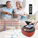 Portable CD Player and Cassette Player with Remote Control, FM Radio, USB Playback, Bluetooth Speaker, Recording Function, Battery/AC Powered for Elderly