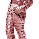 Aurgelmir Womens Winter Ski Suit Fur Collar Coat Windproof Waterproof Warm Ski Jumpsuit Snowsuits (Large, Pink)