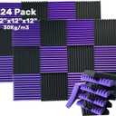 YXIJZLG 24 Pack Acoustic Foam Panels 2 x 12 x 12 Sound Proof Foam PanlesHigh Density and Fire Resistant Acoustic PanelsSound Panels,Soundproof Studio Wedges