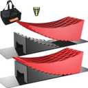 RV Leveling Blocks, Camper Leveler, 2 Packs for Dual Axle Tandem Wheel Travel Trailer Motorhome, Include 2 Curved Leveler Ramp, 2 Chock, 2 Rubber Mat, 1 T Bubble Level, 1 Storage Bag