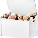 VEVOR Kids Storage Bench, Wooden Toy Box Chest with Backrest, Large Storage Cabinet with Safety Hinge, Toddlers Storage Bench for Playroom, Living Room or Entryway, 23.5 x 14.5 x 21.46 in, White