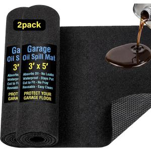 AHEONLAR Oil Spill Mat, 36" x 60" 2Pack Waterproof Garage Floor Mat, Durable Garage Floor Mats for Under Car, Oil Change Mat Easy to Clean, Washable Garage Mat Protect Floor from Spill & StainBlack