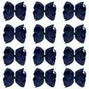 Oaoleer Big Hair Bows for Girls 12 PCS 6" Navy Grosgrain Ribbon Large Boutique Bow Alligator Clips Hair Accessories for Toddlers Little Girls Kids