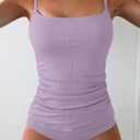 Eomenie Women's Swimsuit Tankini Tummy Control Bathing Suits Two Piece Full Coverage Slim Swim Suits with High Waisted Bottom (Purple), Large