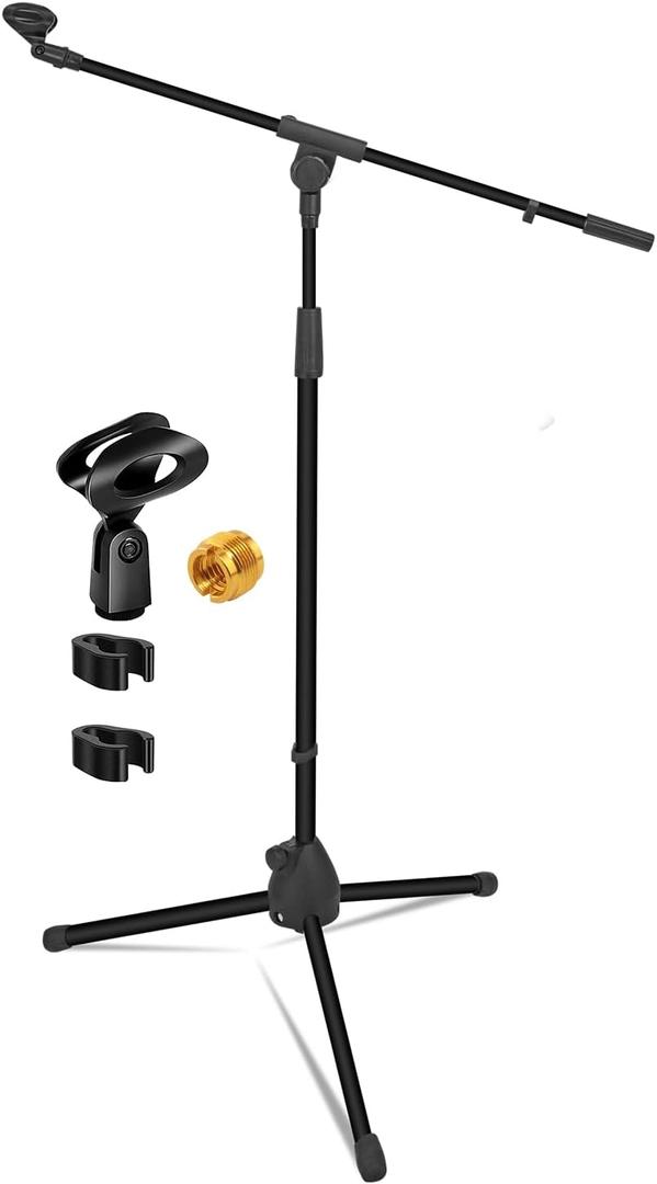 5 Core Tripod Mic Stand Floor Adjustable 18 to 72 Inches Sturdy Boom Arm Holder Microphone Stands Pedestal Para Microfono for Singing MS 080 (Black)
