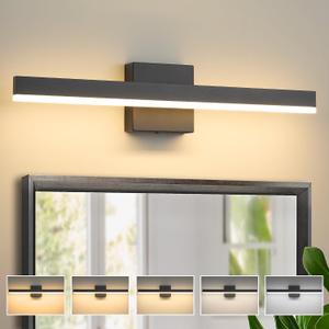 Black Bathroom Vanity Light 23.6 inch, 20W Dimmable 5CCT LED Modern Bathroom Light Fixture Over Mirror Hardwired- ETL Certificated