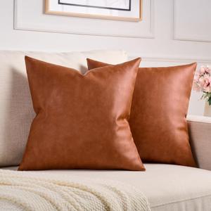 GALMAXS7 Faux Leather Pillow Cover 18 x 18 Set of 2 Boho Pillow Covers Throw Pillows Farmhouse Modern Decorative Throw Pillow Covers Luxury Accent Pillows Cushion Cases for Couch Bed Sofa