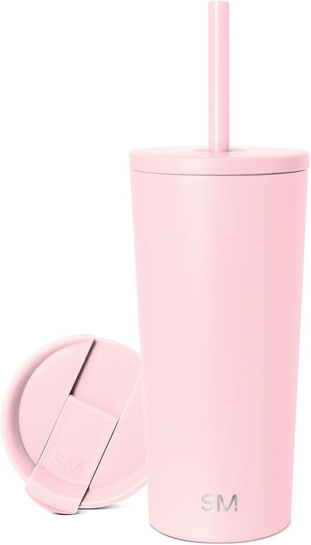 Simple Modern Insulated Tumbler with Lid and Straw | Iced Coffee Cup Reusable Stainless Steel Water Bottle Travel Mug | Gifts for Women Men Her Him | Classic Collection | 20oz | Blush