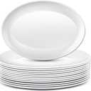 Dandat 12 Pcs Large Serving Platters Oval Trays White Plates Serving Dish for Wedding Party Restaurant Home Steak, Taco, Sushi, Appetizer, Cake (14 Inch)