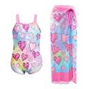 LQSZ Girls One Piece Swimsuit with Cover Up Beach Skirt Set Two Piece Bathing Suit Swimwear 5-6 Years