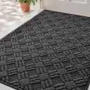 LUMI Indoor Door Mat, Absorbent Non-Slip Thin Doormat, Washable Door Mats, Woven Pattern Inside Floor Mat, Ideal for Entryway, Front Door, Home Decor, 32"x48", Woven Grey