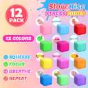 12 Pack Slow Rising Stress Cube, Dough Stress Balls Squishy Fidget Toys for Anxiety Relief, Soft Fidget Cube, Pull Stretch Squishy Toys for Classroom Prize, Party Favors for Kids Adults