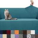 YEMYHOM Couch Cover Latest Jacquard Design High Stretch Sofa Covers for 3 Cushion Couch, Pet Dog Cat Proof Slipcover Non Slip Magic Elastic Furniture Protector (Sofa, Teal) (Large (71"-91"), Peacock Blue)