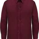 Lilax Boys' Button Down Shirt Solid Long Sleeve Dress Shirt (Red)