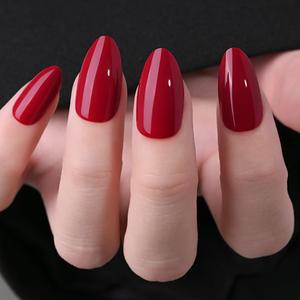 evpct Glossy Press on Nails Short Almond Short for Women, Dark Red Fake Nail with Kits Salon Quality Reusable Stick on Nails In 15 Sizes 30Pcs Full Cover False Nail Soft Gel Set Kit for Gift, 27 (30 Fl Oz (Pack of 1))