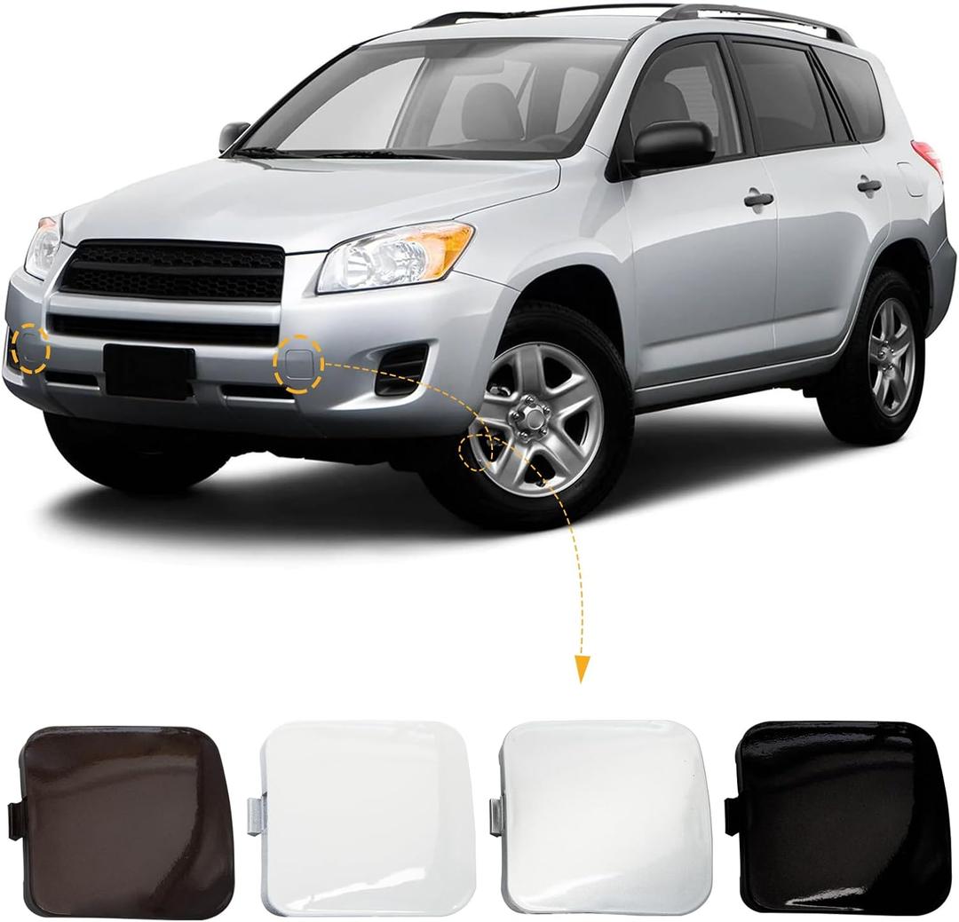 Car Front Bumper Tow Hook Cover Cap Towing Eye Fit for Toyota RAV4 2009 2010 2012 Trailer Cover 53286-0R020 53285-0R020 (Silver, Left Driver Side)