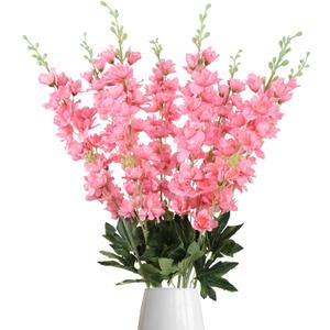 Pink Delphinium Artificial Flowers,8PCS Artificial Snapdragon Flowers 33.5'' Tall Fake Flowers Faux Delphinium Bulk for Tall Vase Home Wedding Garden Table Decor(Pink)