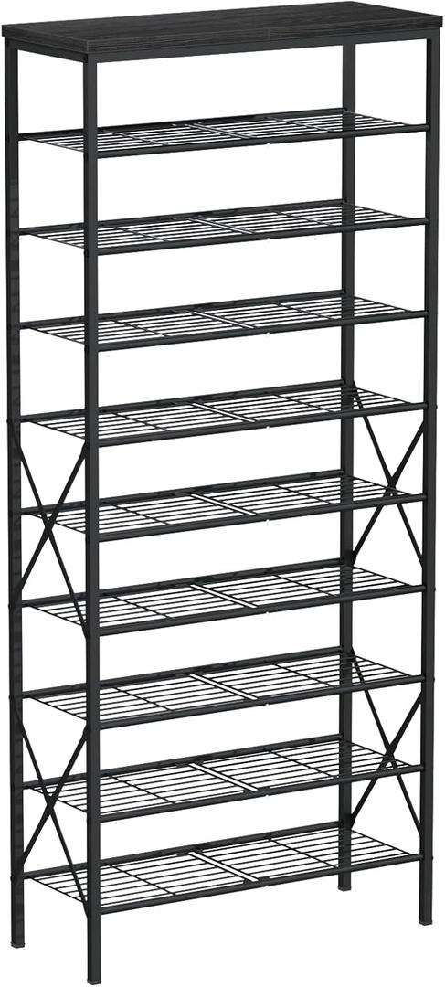 10 Tiers Shoe Storage Organizer, Large Capacity Shoe Shelf Holds 32 Pairs of Shoes,Black