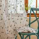 AmHoo 2 Panels Embroidered Leaf Pattern Semi Sheer Curtains Foliage Floral Voile Window Draperies Treatment for Bedroom Living Room Rod Pocket White Sage Green 53 x 84 Inch