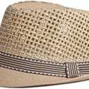 Straw Fedora Hat for Women Men Mesh Trilby Hat Panama Cuban Summer Beach Sun Outdoor