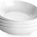 MALACASA 10" Large Pasta Bowls, 56 OZ White Salad Bowls Soup Bowls, Porcelain Serving Bowls Set of 4, Large Kitchen Bowl Plates Pasta Plates, Microwave & Dishwasher Safe, Series REGULAR