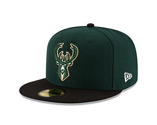 New Era NBA Milwaukee Bucks Men's 2-Tone 59FIFTY Fitted Cap, 7.5, Dark Green