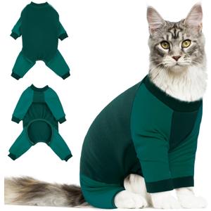 DENTRUN Cat Recovery Suit - Kitten Hair Sticky Onesie, Surgical Cone Alternative Shirts for Cats After Surgery, Prevent Hair Spreading Pajama Apparel, M
