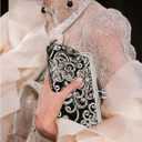 RNIEGA Clutch Purse for Women Floral Embroidery Sequin Evening Bags Elegant Kiss Lock Wedding Party Cocktail
