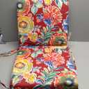 Pillow Perfect Bright Floral Indoor/Outdoor Solid Back 1 Piece Square Corner Chair Cushion with Ties, Deep Seat, Weather, and Fade Resistant, 36.5" x 18", Red/Blue Colsen, 1 Count