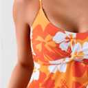 SweatyRocks Women's Floral Print Twist High Waisted Tankini Swimsuit 2 Piece Bathing Suit (Orange, XL)