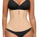 FeelinGirl Womens Waist Trainer Belly Fat Workout Corset Shapewear Tummy Control Waist Cincher with Zipper & Hook Waist Trimmer for Women Skin S