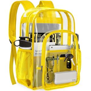 PAMANO Clear Backpack Transparent Heavy Duty School PVC Bookbag See Through Bag Boys and Girls for College Work Travel Security