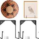 Gisafai 4 Pack Large Wall Mounted Plate Stands for Display 7.87 x 7.87 Inches Decorative Picture Holder Metal Display Stand Versatile Plate Hanger Stand with Screws for Home Photo Frame