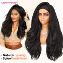 Lady Miranda 26 Inch Yaki Wavy Headband Wigs for Black Women Wear and Go Kinky Straight Headband Wig with Layered Blowout Texture Lightweight Glueless Half Wig Natural Looking Synthetic Wig