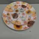 WDF 24Pcs Thanksgiving Plastic Plates - Heavy Duty Fall Plastic Plates - Gold Pumpkin and Sunflower Pattern for Thanksgiving Dinner & Parties (10inch, 7inch)