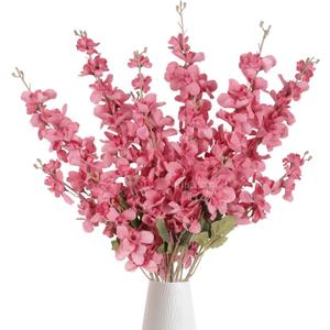 Hot Pink Delphinium Artificial Flower 6PCS Lifelike Silk Larkspur Flowers Plant 35.43" Long Stem Blossoms Fake Flowers for Tall Vase Floral Arrangements Home Table Wedding Decor(Hot Pink)