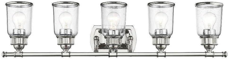 Livex 10515-05 Contemporary Modern Five Light Bath Vanity from Lawrenceville Collection Finish, Polished Chrome