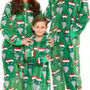 Family Christmas Onesies Adult & Kids - Christmas Onesies Women Pajamas - Christmas Kid & Adult Onesie Pajamas for Women/ Men/ Kids, Fleece Onesies for Women, Teens/ Adult PJs - Green Santa (Adult XL)