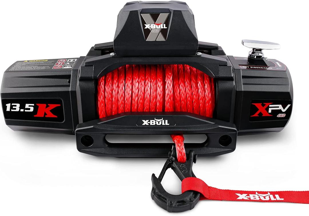 X-BULL Winch-13500 lb. Load Capacity Electric Winch Kit 12V Synthetic Rope,Waterproof IP67 Electric Winch with Hawse Fairlead, with Wireless Handheld Remote and Corded Control Recovery